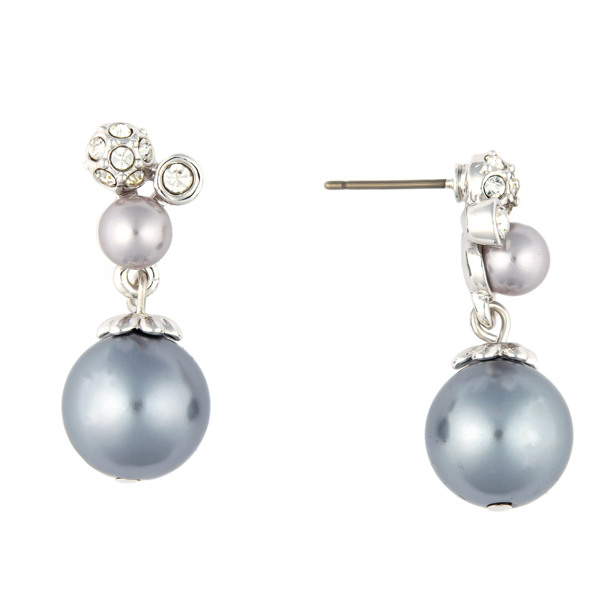 K.V. Fuchs Design Schmuck Damen Ohrstecker in silber mit Perlen in grau und Zirkonia in weiß »O-1502«